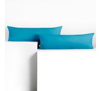 DecoKing Lot de 2 Taies d'oreiller 40 x 145 cm Jersey 100% Coton Peigné Fermeture Éclair Cyan Amber