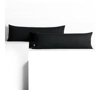 DecoKing Lot de 2 Taies d'oreiller 40 x 145 cm Jersey 100% Coton Peigné Fermeture Éclair Noir Amber