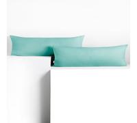 DecoKing Lot de 2 Taies d'oreiller 40 x 145 cm Jersey 100% Coton Peigné Fermeture Éclair Turquoise Clair Amber