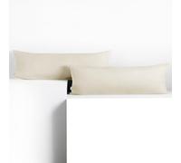 DecoKing Lot de 2 Taies d'oreiller 40 x 200 cm Jersey 100% Coton Peigné Fermeture Éclair Ecru Amber