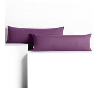 DecoKing Lot de 2 Taies d'oreiller 40 x 200 cm Jersey 100% Coton Peigné Fermeture Éclair Prune Amber