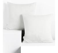 DecoKing Lot de 2 Taies d'oreiller 40 x 40 cm Jersey 100% Coton Peigné Fermeture Éclair Blanc Amber