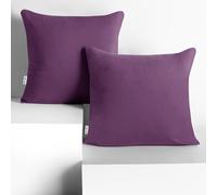 DecoKing Lot de 2 Taies d'oreiller 40 x 40 cm Jersey 100% Coton Peigné Fermeture Éclair Prune Amber