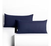 DecoKing Lot de 2 Taies d'oreiller 40 x 80 cm Jersey 100% Coton Peigné Fermeture Éclair Bleu Foncé Amber