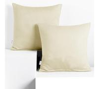 DecoKing Lot de 2 Taies d'oreiller 80 x 80 cm Jersey 100% Coton Peigné Fermeture Éclair Beige Amber