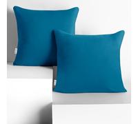 DecoKing Lot de 2 Taies d'oreiller 80 x 80 cm Jersey 100% Coton Peigné Fermeture Éclair Bleu Amber