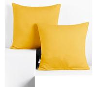 DecoKing Lot de 2 Taies d'oreiller 80 x 80 cm Jersey 100% Coton Peigné Fermeture Éclair Jaune Amber
