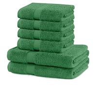 DecoKing Lot de 6 Serviettes en Coton de qualité 525 g/m² - 4 Serviettes de Toilette de 50 x 100 cm et 2 Serviettes de Bain 70 x 140 cm - Vert - Absorbant - Marina