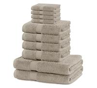 DecoKing Marina Ensemble de serviettes de bain en coton absorbant, Coton, beige, 4*30x50 + 4*50x100 + 2*70x140
