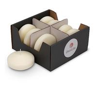 DecoLite: Lot de 8 bougies flottantes maxi XL dans un carton - Diamètre : 8 cm - Longue durée de combustion : 8 heures - Sans parfum - Cire de paraffine - Grandes bougies flottantes - Idéal pour