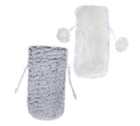 DECOMELODY 2 Pièces Housses de Bouteilles de Vin de Noël Peluche Blanche et Grise Décorations de Table Adorables Set pour Fête Cadeau Festif et Élégant
