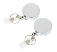 DECOMELODY 2 pièces Porte-badge rétractable avec clip robuste et anneau porte-clés, acier inoxydable, pour cartes d'identité et cartes de visite, pour usage professionnel