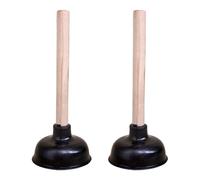 DECOMELODY 2 Pièces Ventouse de Toilette Noire avec Poignée en Bois, Puissance Maximale D'aspiration, Entretien Facile, pour Évier Cuisine et Salle de Bain