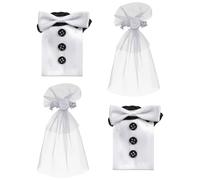 DECOMELODY Housses de Bouteille de Vin et Décoration de Table pour Mariage, Lot de 2 Paires Design Élégant et Tissu Doux