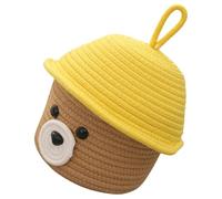 DECOMELODY Panier De Rangement En Corde De Coton Pour Jouets Et Bureau Panier D'ours De Dessin Couvercle Tissé à Lignes Décoration Pratique Pour Chambre D'garçon Et Filles
