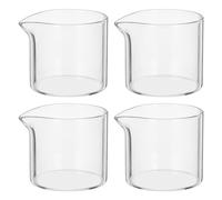 DECOMELODY Petits Pots à Lait en Verre Vintage 110ml, Pichet à Lait Transparent Bec Verseur Pratique Lot de 4 pour Restaurants et Cafés