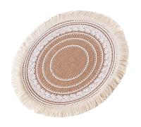 DECOMELODY Set de Table Décoration Vintage Rond Bordure à Franges Tissé en Lin et Coton Protection Antidérapante et Isolante pour de Salle à Manger