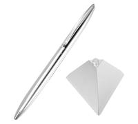 DECOMELODY Stylo à Signature Magnétique en Métal avec Base, Design Vertical | Corps Ergonomique Antidérapant, Recharge Facile, Finition Argentée, Présentation de Bureau, pour Documents Professionnels