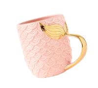DECOMELODY Tasse à Café Présent Original en Céramique avec Queue de Sirène Dorée, Poignée Ergonomique, pour Boissons Chaudes et Froides pour Noël ou Anniversaire