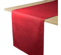 Decomira Chemin de Table Anti Tache Effet Lin - Facile à Laver et Repasser - comme Nappe de Jardin en Plein air pour Table à Manger - Rouge - 40x260 cm