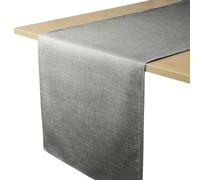 Decomira Chemin de Table Anti Tache Effet Lin - Facile à Laver et Repasser - comme Nappe de Jardin en Plein air pour Table à Manger - Gris foncé - 40x260 cm