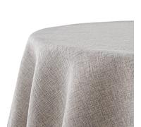 Decomira Nappe de Table Anti Tache Effet Lin - Facile à Laver et Repasser - comme Nappe rectangulaire de Jardin en Plein air pour Table à Manger - Gris - 140 cm Ronde