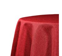 Decomira Nappe de Table Anti Tache Effet Lin - Facile à Laver et Repasser - comme Nappe rectangulaire de Jardin en Plein air pour Table à Manger - Rouge - 200 cm Ronde
