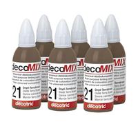 decomix Concentré de teinte n° 21 - Marron terre - 6 x 20 ml - Teintes brillantes - Haute force de couleur - Souvent une goutte suffit - Pour teinter presque tous les matériaux