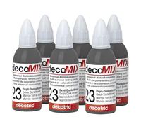 decomix Concentré de teinte n° 23 - Marron foncé - 6 x 20 ml - Teintes brillantes - Haute force de couleur - Souvent une goutte suffit - Pour teinter presque tous les matériaux