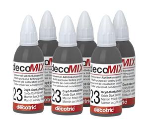 decomix Concentré de teinte n° 23 - Marron foncé - 6 x 20 ml - Teintes brillantes - Haute force de couleur - Souvent une goutte suffit - Pour teinter presque tous les matériaux