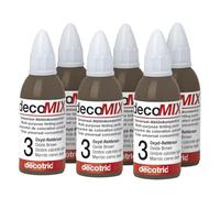 decomix Concentré de teinte n° 3 - Marron cerf 6 x 20 ml - Teintes brillantes - Force de couleur maximale - Souvent une goutte suffit - Pour teinter presque tous les matériaux