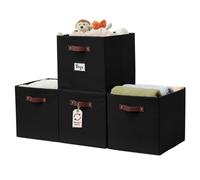 DECOMOMO Lot de 4 paniers de rangement cubiques avec poignées pour étagères Kallax, salon, chambre d'enfant, vêtements et jouets - 33 x 38 x 33 cm (noir)
