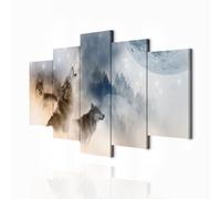 decomonkey Impression sur Toile Animau 150x75 5 Pièces Cadre en Bois | Tableau decoration murale, Déco Salon, Peinture sur Toile, Abstraction arbres montagnes nature chiens loups animaux