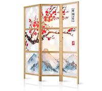 decomonkey Paravent Décoratif 3 Panneaux Pliables Fleurs de Cerisier 135x171 cm - Impression sur Toile, Motif Sakura - Cloison Intérieure Séparatrice, Paravent Salon Chambre Bureau, Style Zen