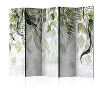 decomonkey Paravent décoratif intérieur Plante Vert Marron 225x172 cm | Cloison de séparation imprimée sur Toile, Paravent Original en Bois, seul côté, Feuilles de Plantes Naturelles
