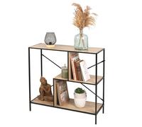 Deconation Console en Métal Noir Et Bois 3 Niveaux - 80 X 30 X H 79,5 Cm - Industriel