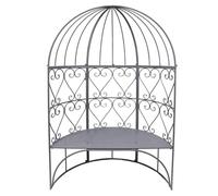 Deconation Demi Tonnelle avec Banc D'extérieur Belle époque - Gris - 124,5 X 62 X H 185,5 Cm