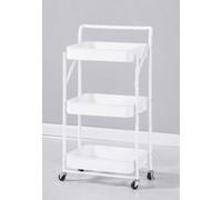 Deconation Desserte à roulettes Pliante Blanche| Chariot De Cuisine Roulant Et Pliable 3 Niveaux De Rangement | H 90 Cm X L 40 Cm X P 30 Cm