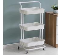 Deconation Desserte à roulettes Pliante Blanche | Chariot De Cuisine Roulant Et Pliable 3 Niveaux | H 90 Cm X L 40 Cm X P 30 Cm