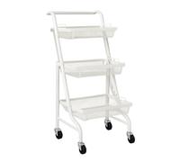 Deconation Desserte Métallique Orientable Multi-Positions - 3 Niveaux à roulettes - Blanc - L 44 X P 30 X H 94,5 Cm