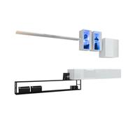 Deconation Ensemble Meuble TV Mural Switch Met I avec étagères Métal Et Vitrine LED - Bois MDF Blanc Brillant Et Noir - 330 X 180 X 40 Cm