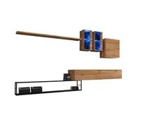 Deconation Ensemble Meuble TV Mural Switch Met I avec étagères Métal Et Vitrine LED - Bois MDF Noir Et Chêne Wotan - 330 X 180 X 40 Cm