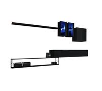 Deconation Ensemble Meuble TV Mural Switch Met I avec étagères Métal, Vitrine Et éclairage LED - Bois MDF Noir Brillant - 330 X 180 X 40 Cm