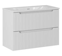 Deconation Ensemble Meuble Vasque 2 Tiroirs Et Vasque à Encastrer L 80 X P 40 X H 58,5 Cm - Astral Blanc