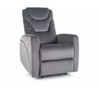 Deconation Fauteuil Relax Manuel en Velours - Gamme Kronos - Gris