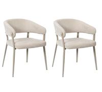 Deconation Lot De 2 Fauteuils Beige Tissu Pieds Métal 55 X 55 X 78 Cm - Assise Confort