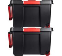 Deconation Lot De 2 Malles 120 L avec Couvercle, roulettes, Poignée De Traction - Structure Renforcée - Empilable