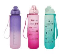 Deconation Lot De 3 Gourdes 1l Motivation Etanches Et Graduées Avec Sangle - Rose Bleu Violet