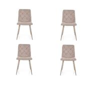 Deconation Lot De 4 Chaises en Tissu - Gamme Jerry - Beige Clair