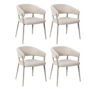 Deconation Lot De 4 Fauteuils Beige Tissu Pieds Métal 55 X 55 X 78 Cm - Assise Confort